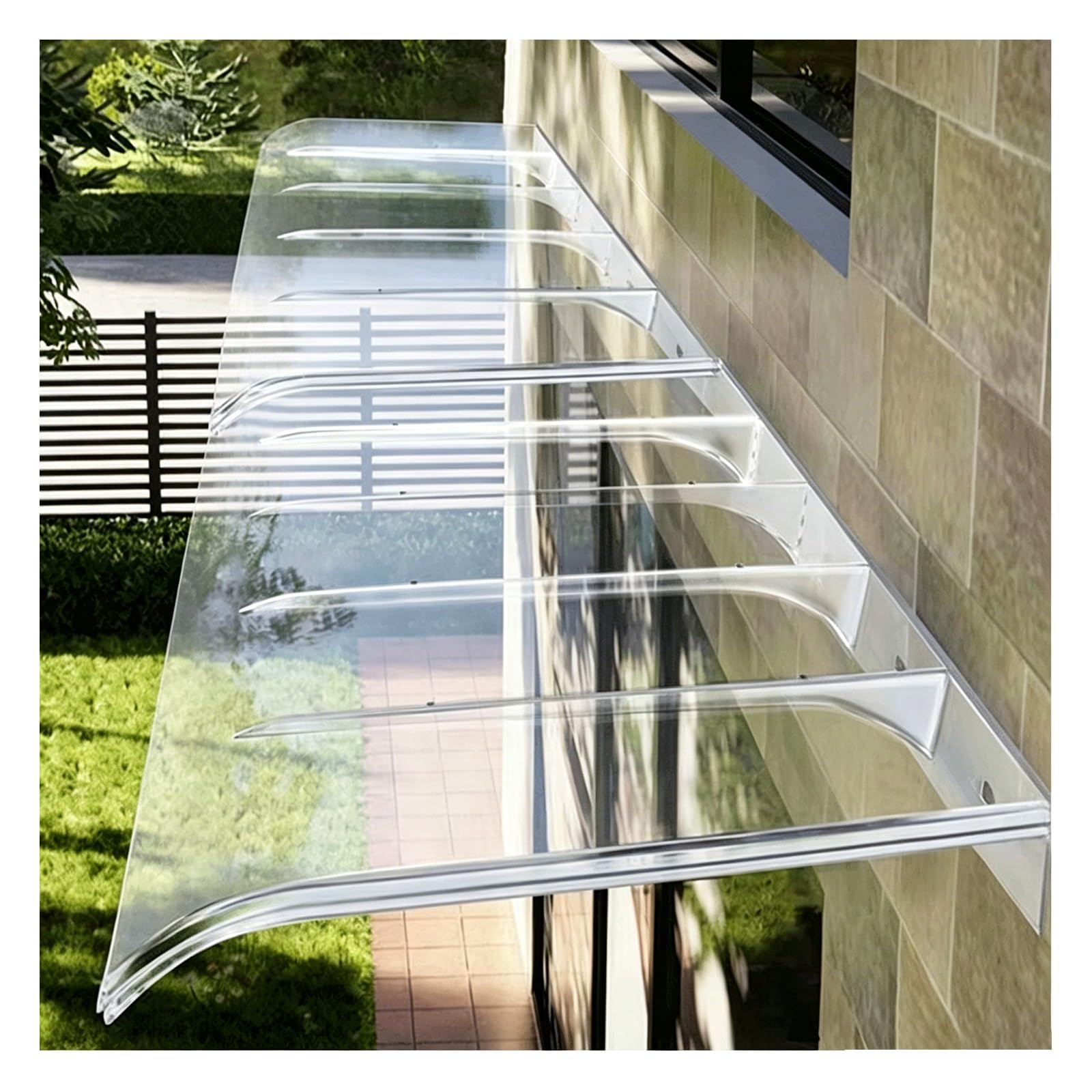 Zhengqian One Color Garden Patio Porch Awning,Window Awning,All-Weather Uv/Rain/Snow Protection Awnings,For Sun Snow Garden Outdoor Patio Protection,Transparent(W55*L80cm/W 21.6*L31.4in)