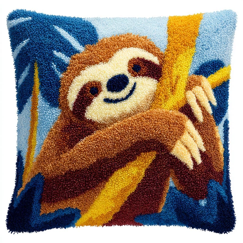 WallustrioaW Latch Hook Cushion Kits for Adults,Animal Sloth