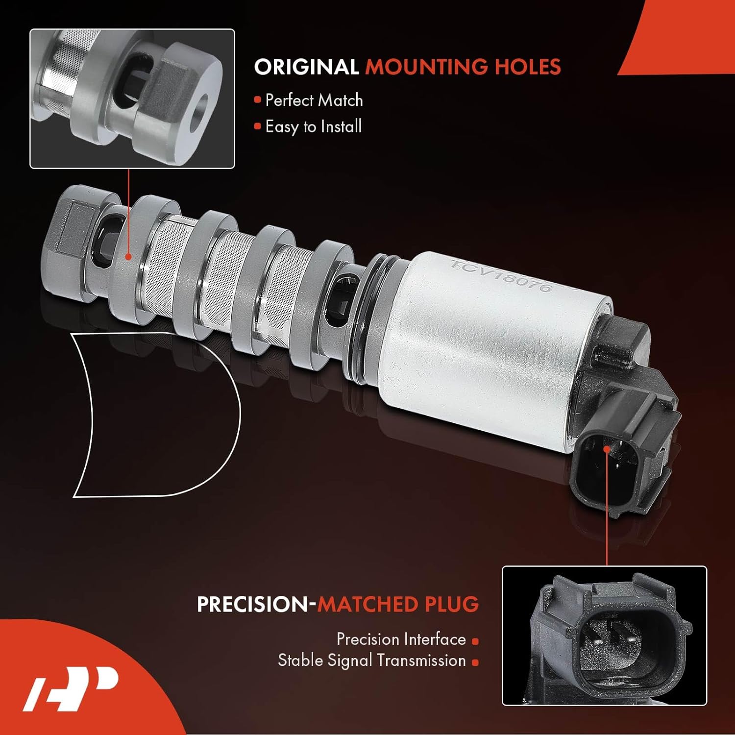 A-Premium Engine Variable Valve Timing (VVT) Solenoid Compatible with Honda Accord 2008-2012, CR-V 2012-2014, Crosstour 2012-2015, L4 2.4L, Replace# 15830R44A01, 15830R5AA01