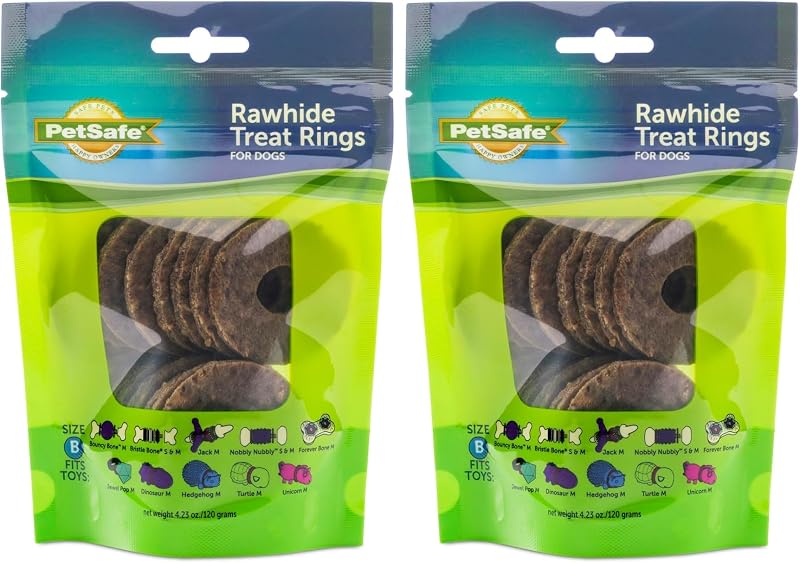 PetSafe Recambios de anillos de cuero crudo natural para juguetes para perros Busy Buddy, tamaño B para juguetes pequeños, medianos y medianos, anillos (paquete de 32)