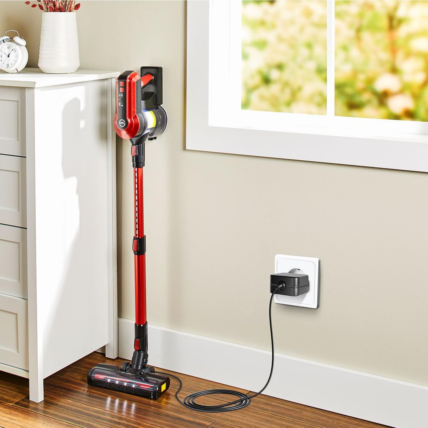 TAIFU charger in use, charging a vacuum cleaner in a home environment