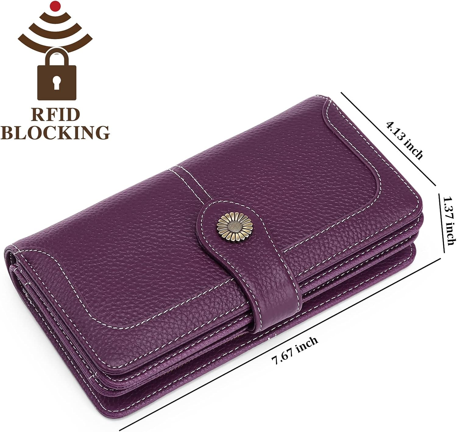FALAN MULE Women Leather Wallet Large Capacity Bifold RFID Blocking Card Holder with Zipper Coin Pocket - Image 4
