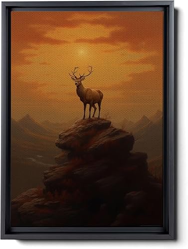 Vintage Deer Painting Rustic Animal Art Print Serene Nature Landscape Enchanting Decor for Cottage, Cabin, and Lake House