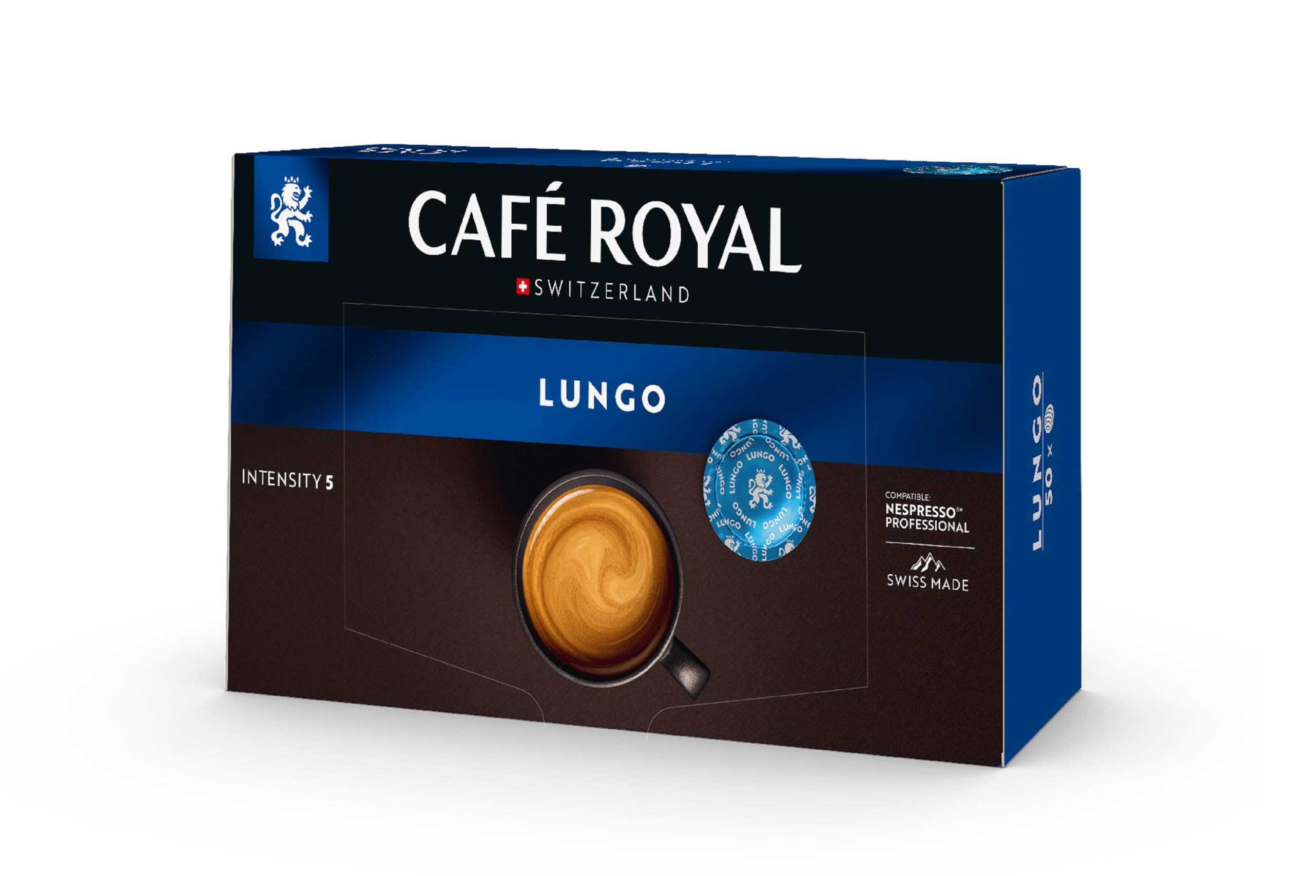 Café Royal Professional Pads, Lungo, 50 Nespresso (R) Professional kompatible Pads für Office und Gastronomie, Rainforest Alliance zertifiziert, 100 Prozent Arabica Kaffee, Intensität 5