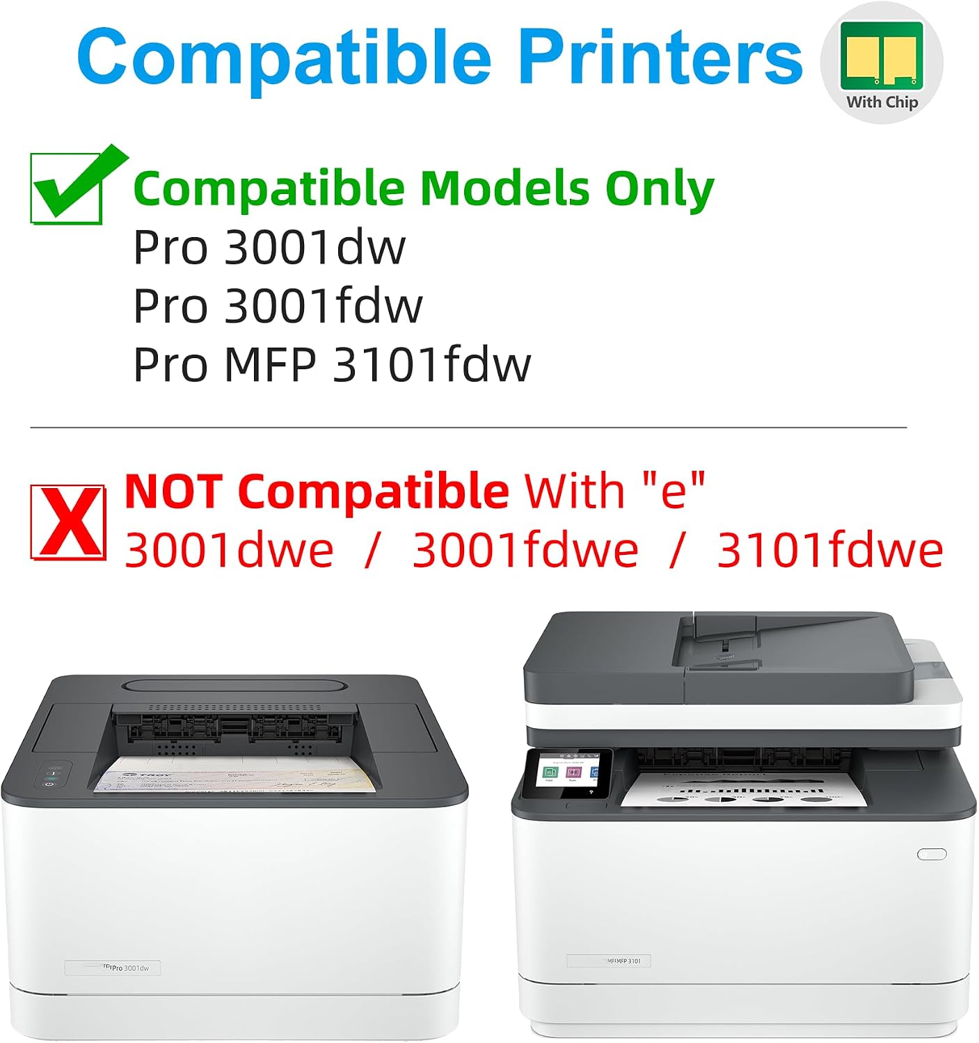 138A W1380A Black Toner Cartridge (2 Pack) Compatible for HP 138A W1380A Black Toner Cartridge Works with Laser Pro 3001dw 3001fdw MFP 3101fdw Printer