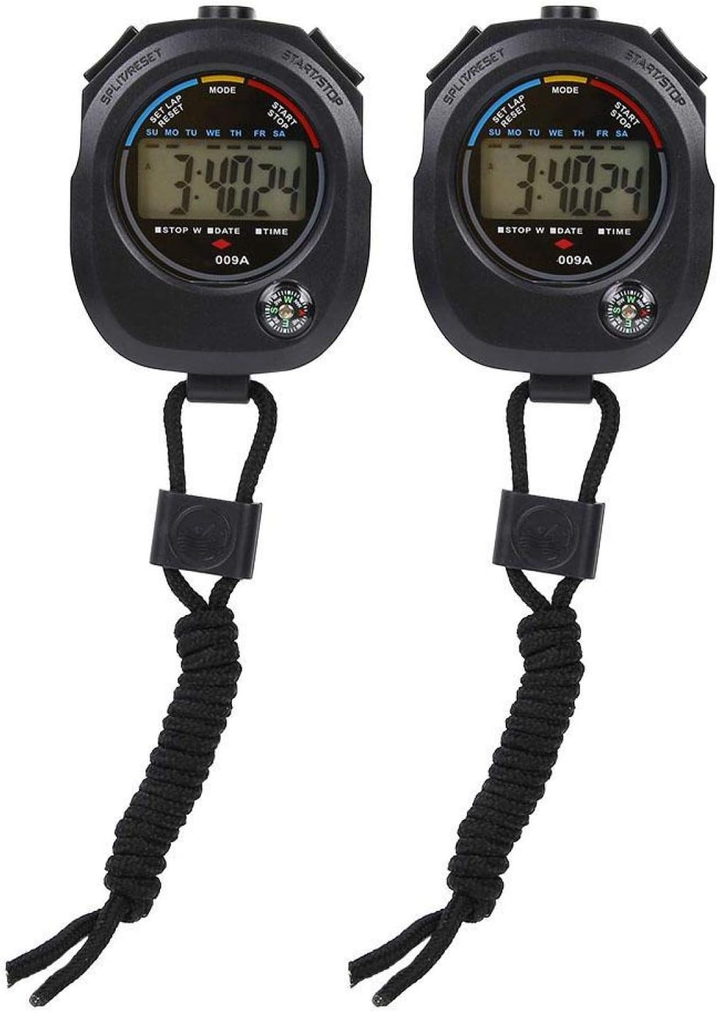 - EVTSCAN Multi-Function Electronic Digital Sport Stopwatch Timer, 2 PCS Handheld Digital LCD Stopwatch Timer for Sports/Running/Racing/Swimming