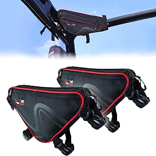 2 Packs Universal UTV Roof Storage Bag, Triangle Bike Bag Waterproof UTV Overhead Bag Fits 1.75" to 2" Roll Bar Compatible with Can Am X3 Commander Defender, Polaris Ranger RZR