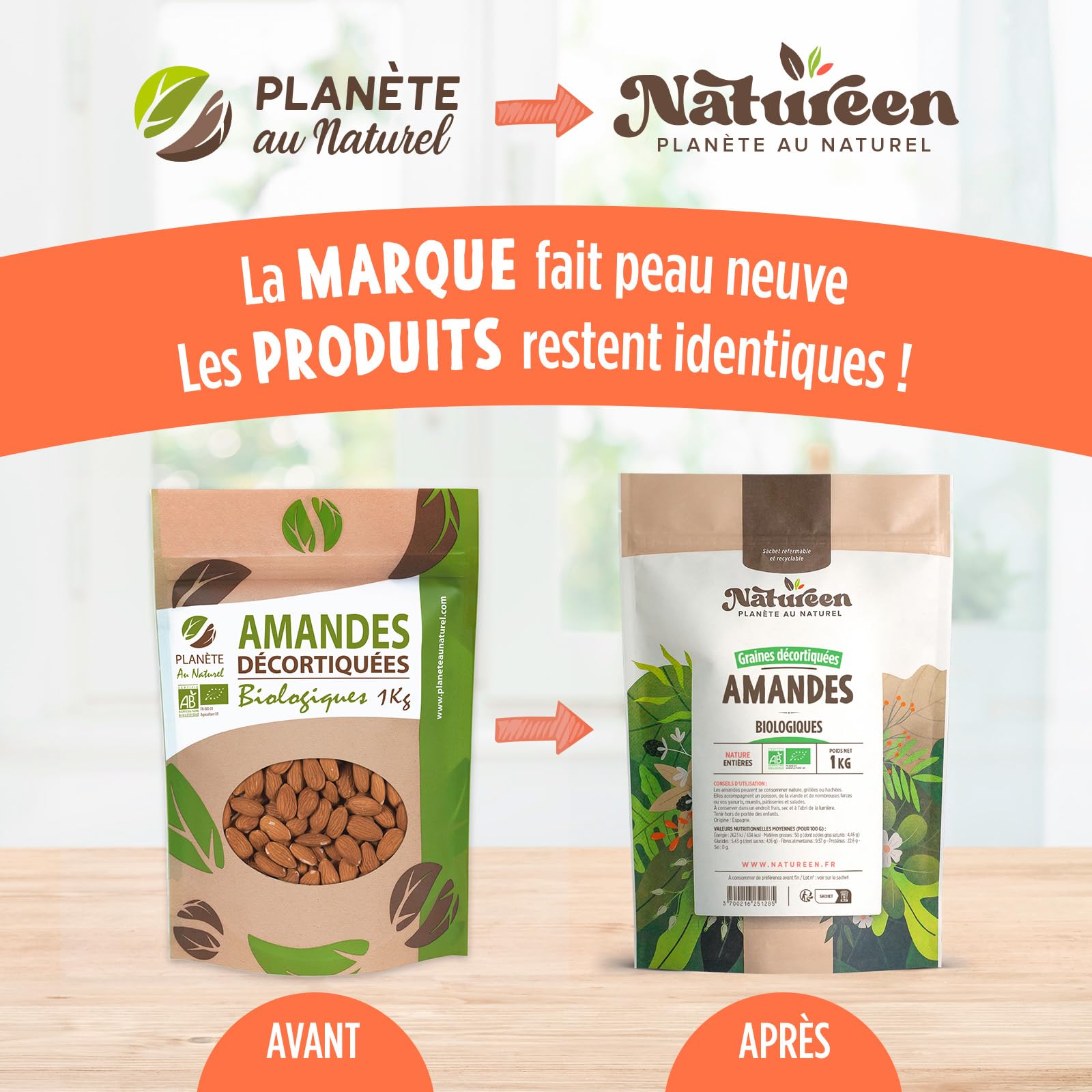 Amandes Entières Bio Décortiquées - 1 kg