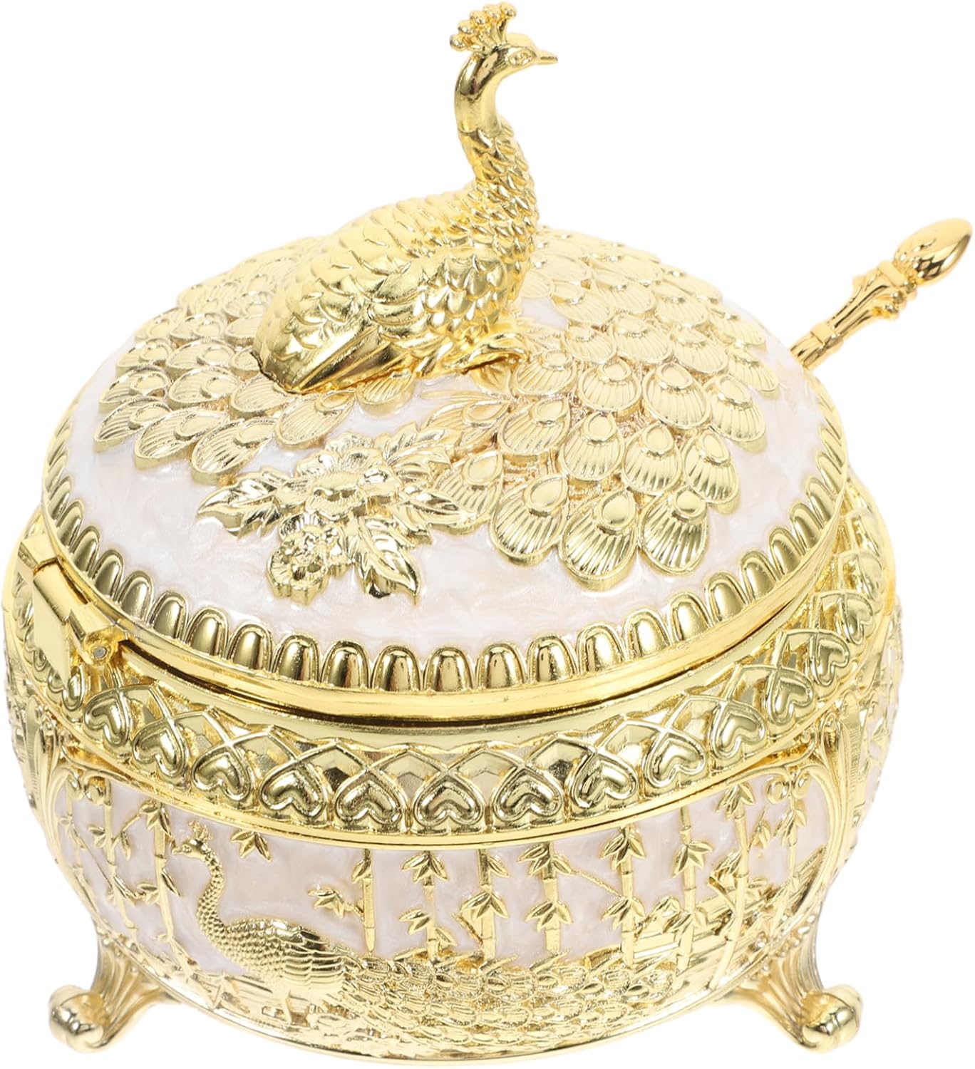 PRETYZOOM Multifunctional Zinc Alloy Peacock Sugar Jar Seasoning Jar Sugar Holder for Kitchen Decor