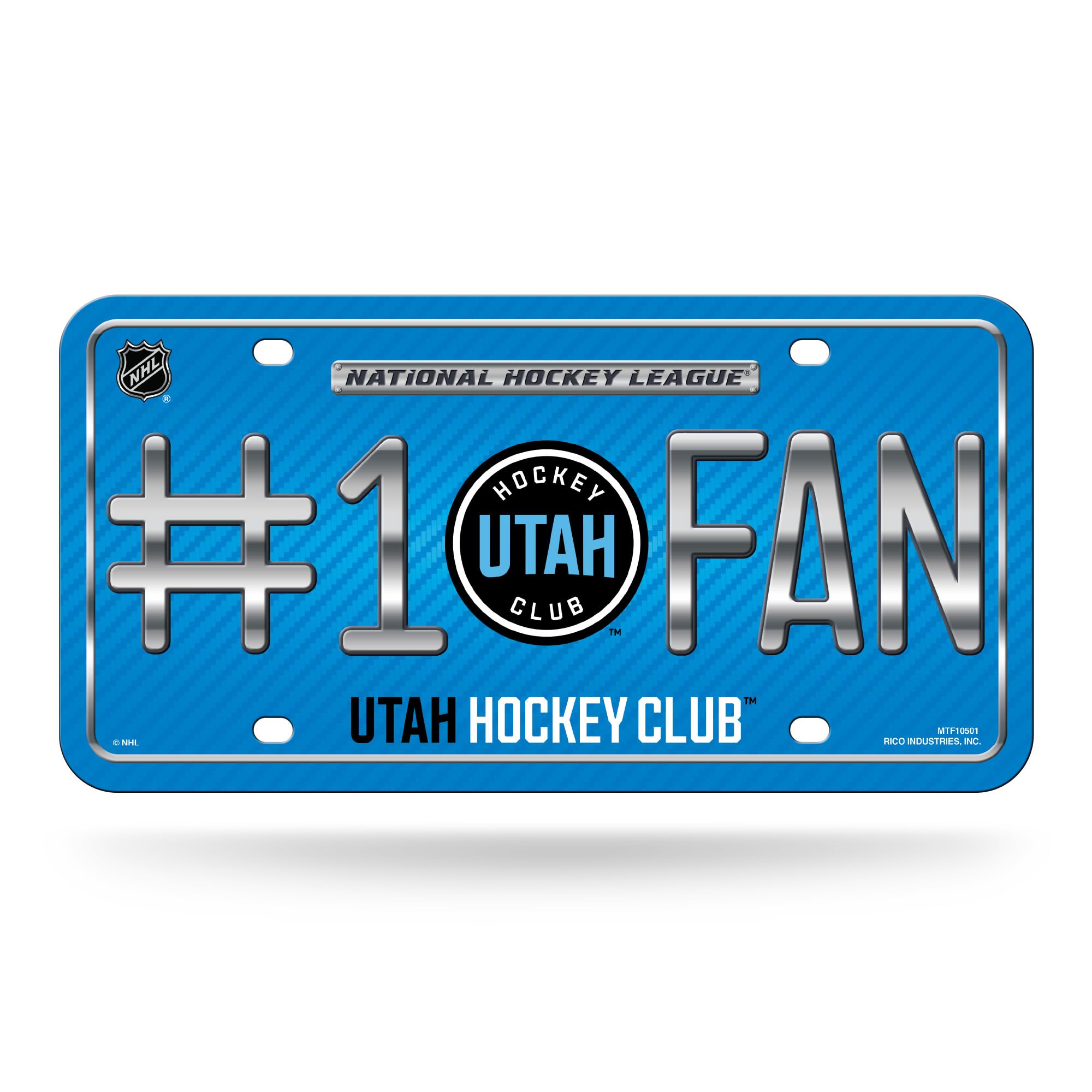 Rico Industries NHL Hockey Utah Hockey Club #1 Fan 15,2 x 30,5 cm Metall Auto Tag – ideal für LKW/Auto/SUV