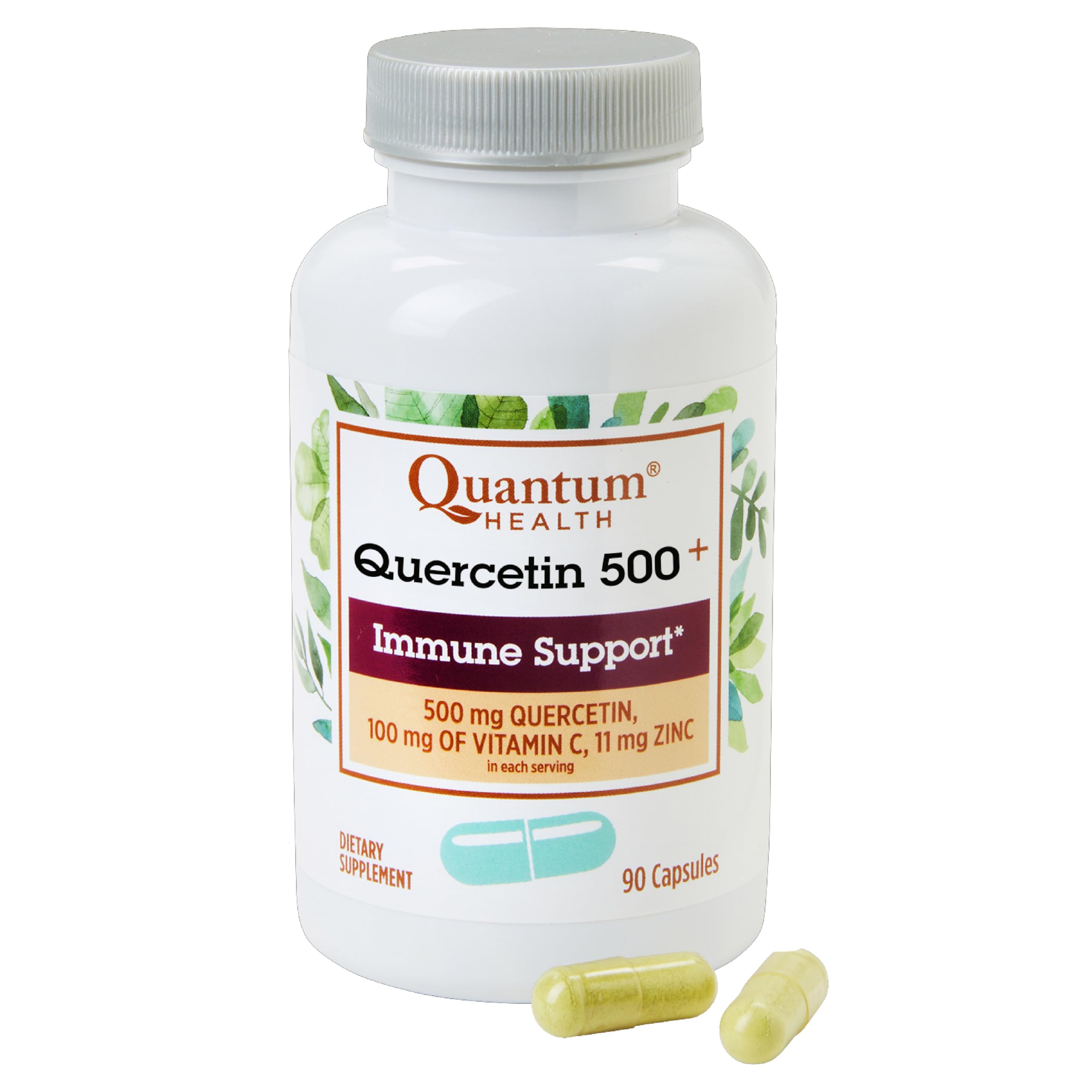 Quantum Health Quercetin 500+ Powerful Immune Support Supplement with Zinc 11 mg & Vitamin C 100 mg - Seasonal Immunity Boost, Respiratory Health & Gut Support Complex for Women & Men - 90 Capsules