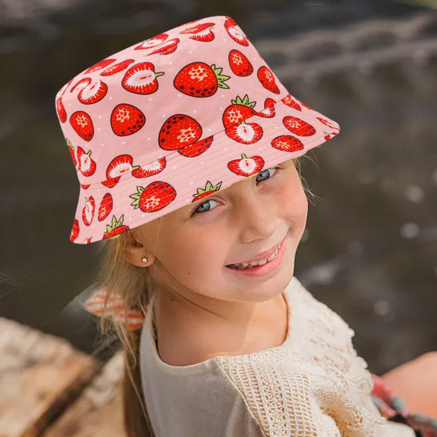1 Piece of Strawberry Bucket Hat and 1 Piece of Strawberry Glasses, Women's Sun Protection Hat, Uv Protection Hat - Image 6