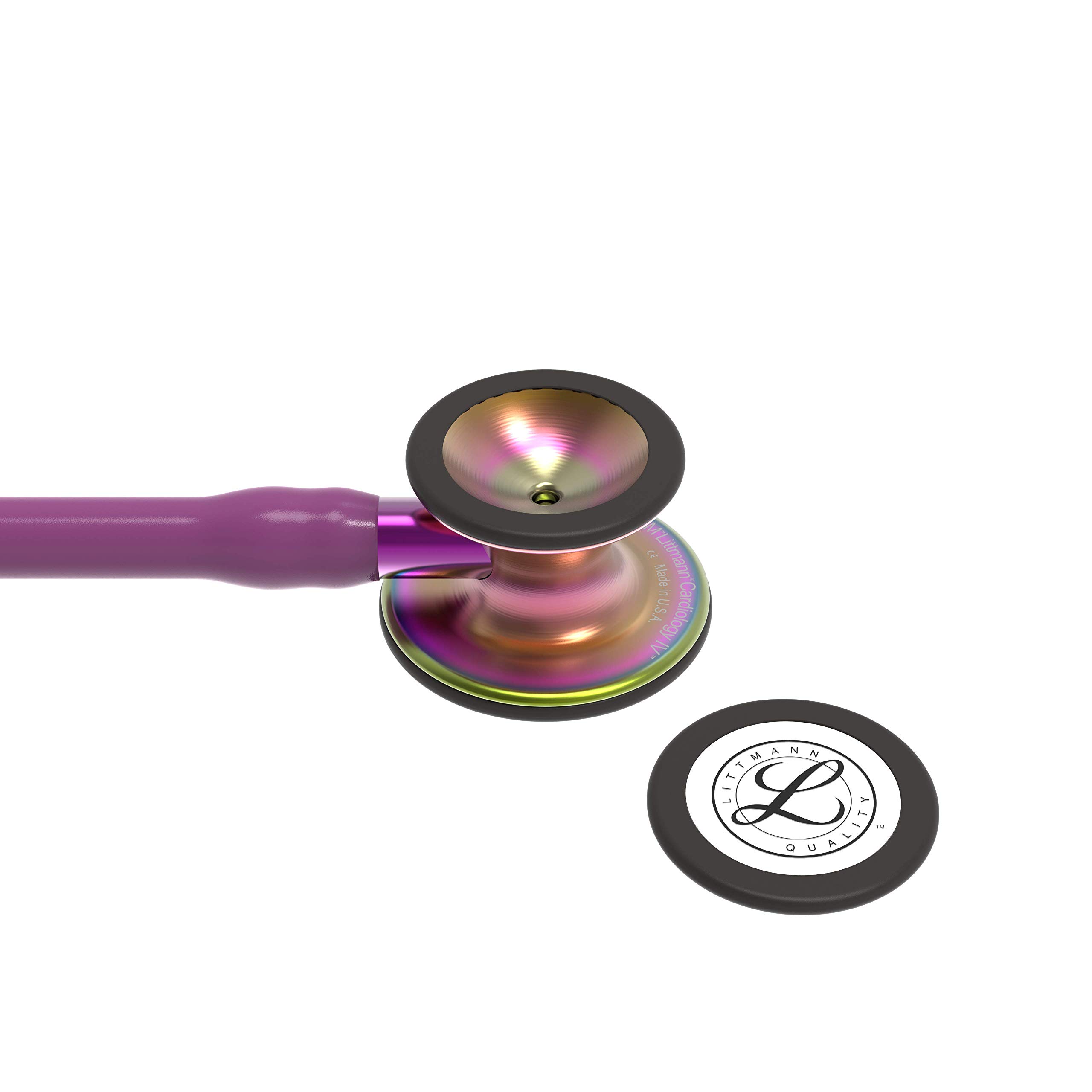 3M Littmann Cardiology IV Estetoscopio con Grabado Gratuito y Linterna Pupilar de Regalo (Ciruela/Rainbow Edition/Violet Stem)