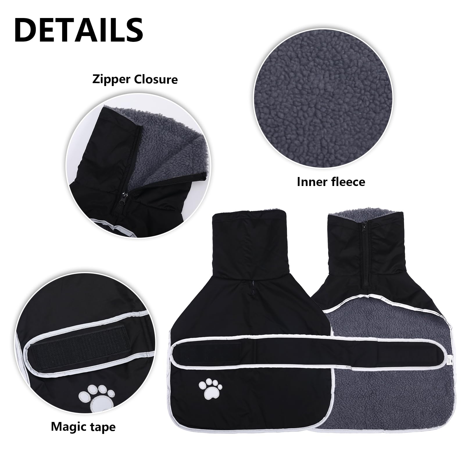 Dog Winter Coat Thermal Quilted Dachshund Coat,with warm flannel Lining,Geyecete waterproof Outdoor Dog Apparel with Adjustable Bands-Black-XS - Image 2