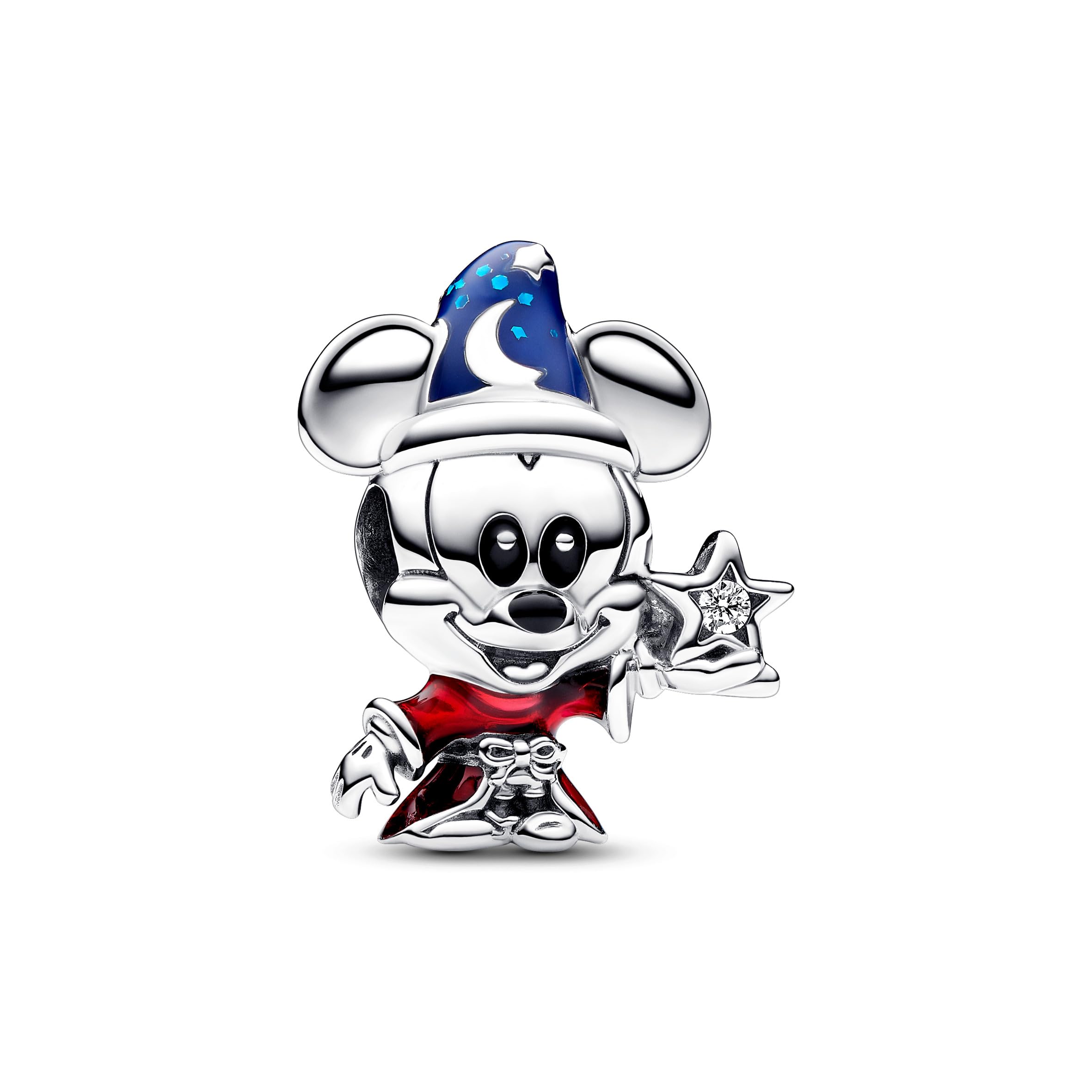 Pandora Disney Mickey Mouse sterling silver charm with clear cubic zirconia, red, blue and black enamel