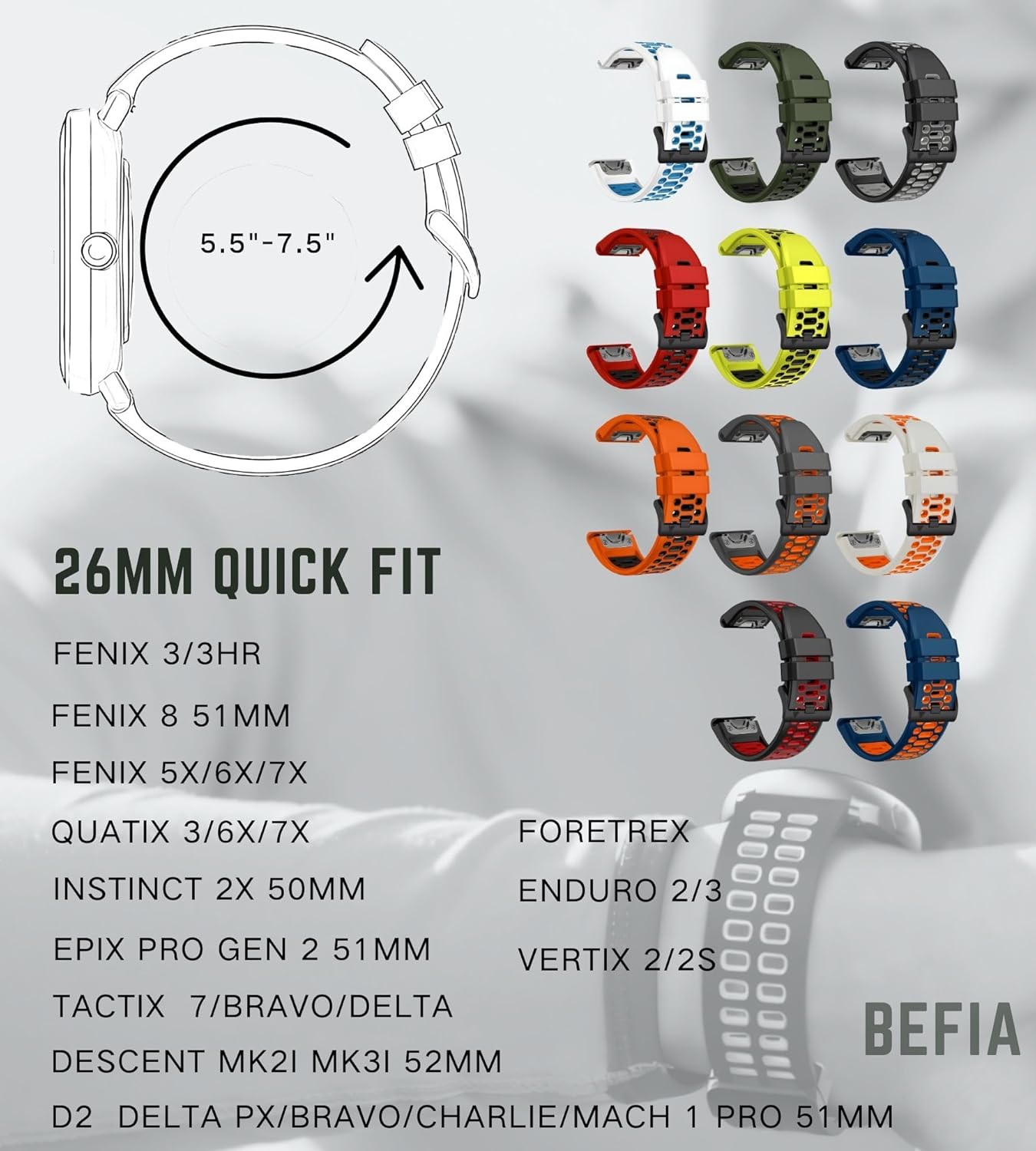 26mm Watch Band for Garmin Fenix 8 51mm 3 5x 6x pro 7x pro sapphire solar, quickfit 26 replacement bands for Garmin enduro 2 3 tactix 7 delta for men - Image 6