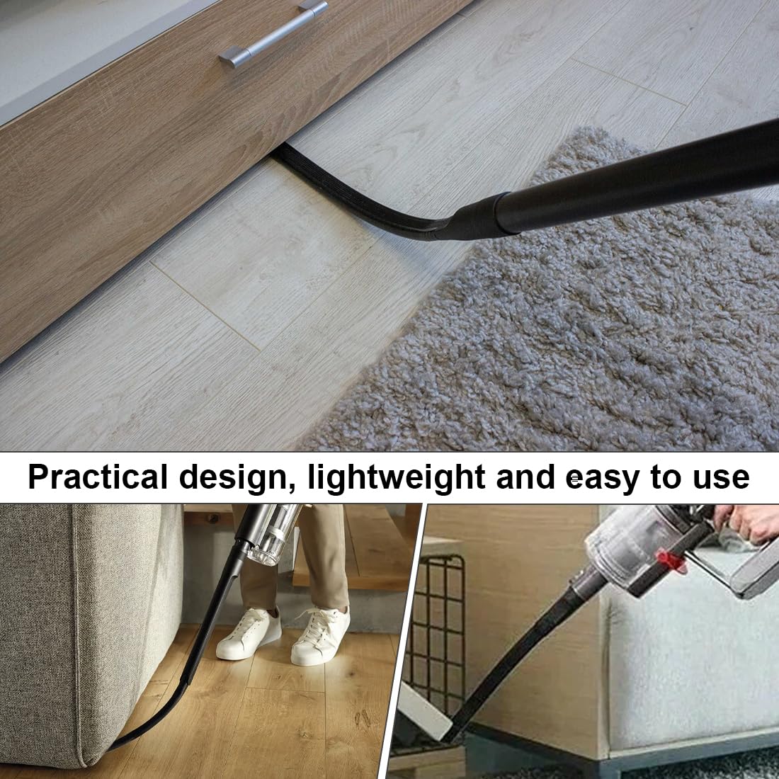 Tubi flessibili per aspirapolveri ed estrattori 1 bocchetta flessibile da 62 cm,accessorio universale per la pulizia di mobili e sottoscocca di auto,piatta e flessibile,