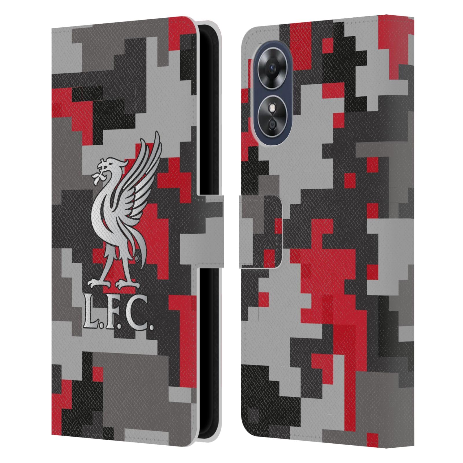 Head Case Designs Officially Licensed Liverpool Football Club Club Colours Digital Camouflage Leather Wallet Case Compatible With Oppo A17