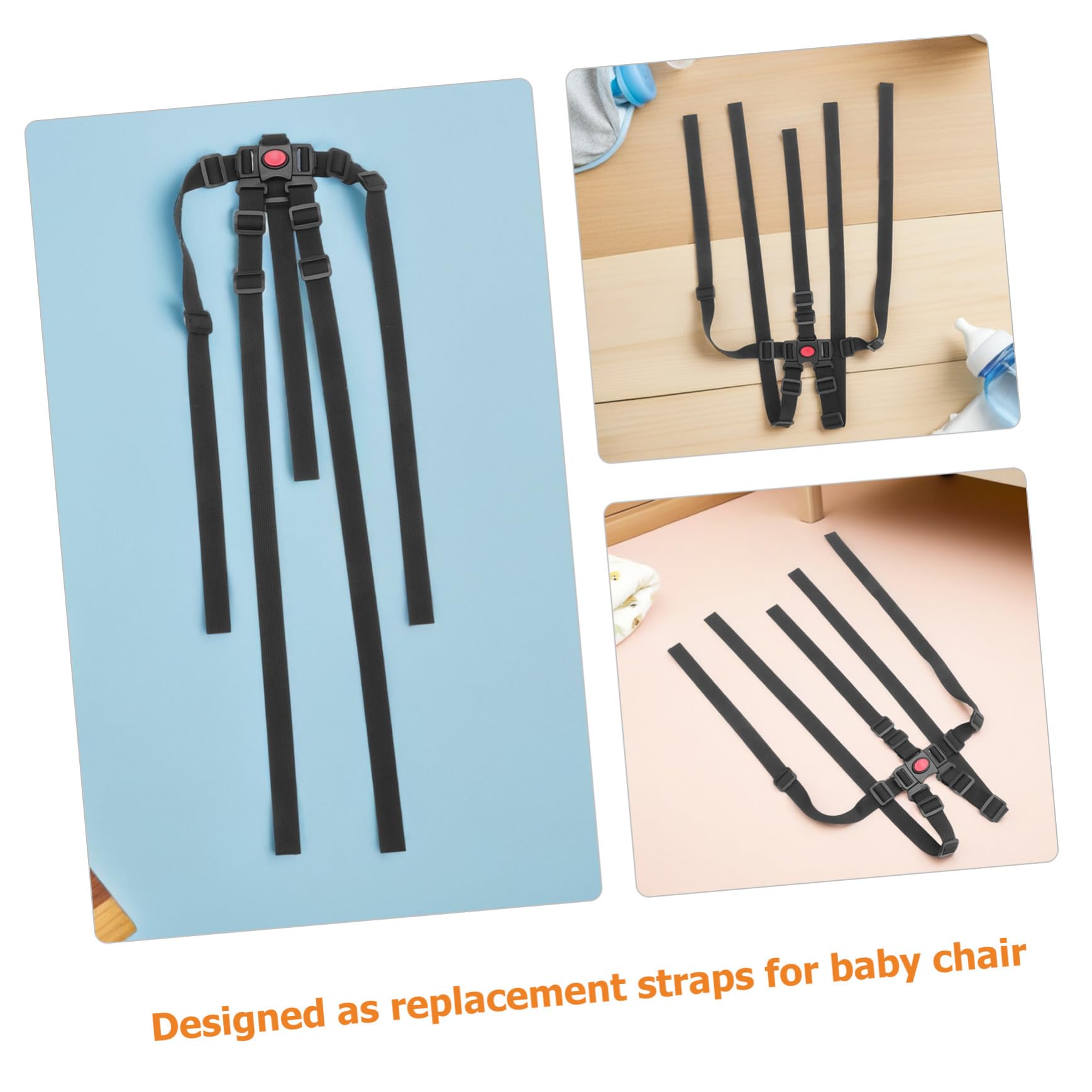 SUPVOX 4 Piezas arnés de seguridad para correa para el asiento del cochecito arneses de seguridad para el bebé correas de silla alta de reemplazo Black