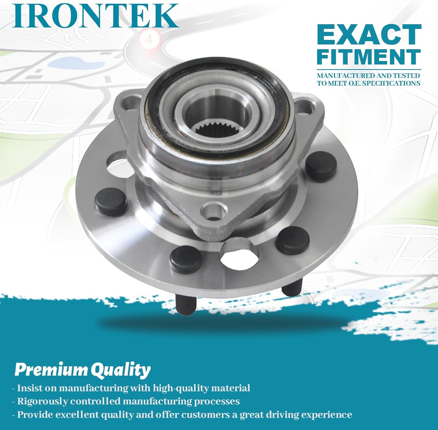IRONTEK 515002 Front Wheel Bearing and Hub Assembly Compatible for 1988-1991 Chevrolet K1500 1988-1991 GMC K1500 5 Lugs 2PCS