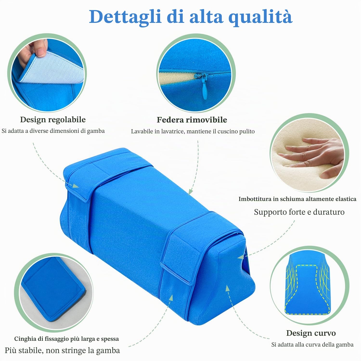Cuscino per abduzione dell'anca, cuscini per sostituzione dell'anca dopo intervento chirurgico, forniture per il recupero, cuneo in schiuma per sostituzione del ginocchio con cinghia, cuscino