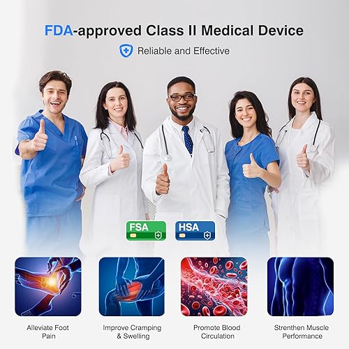 Miniatura 2 de Masajeador de pies EMS para neuropatía, estimulador de circulación de pies TENS recargable y EMS para aliviar el dolor, 10 modos y 20 intensidades,