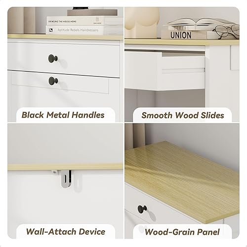 Vista 5 de Armario de zapatos con 2 cajones abatibles, organizador de zapatos oculto de madera delgado con cajón, gabinete de almacenamiento estrecho de Grano