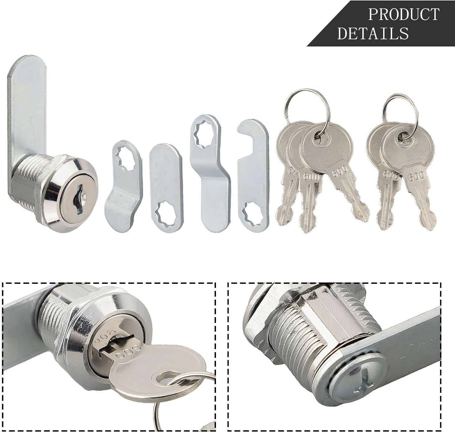 Aluminum Alloy T-Handle Lock with Key Cabinet Door Distributor Box Mailbox Cupboard Security, Silver