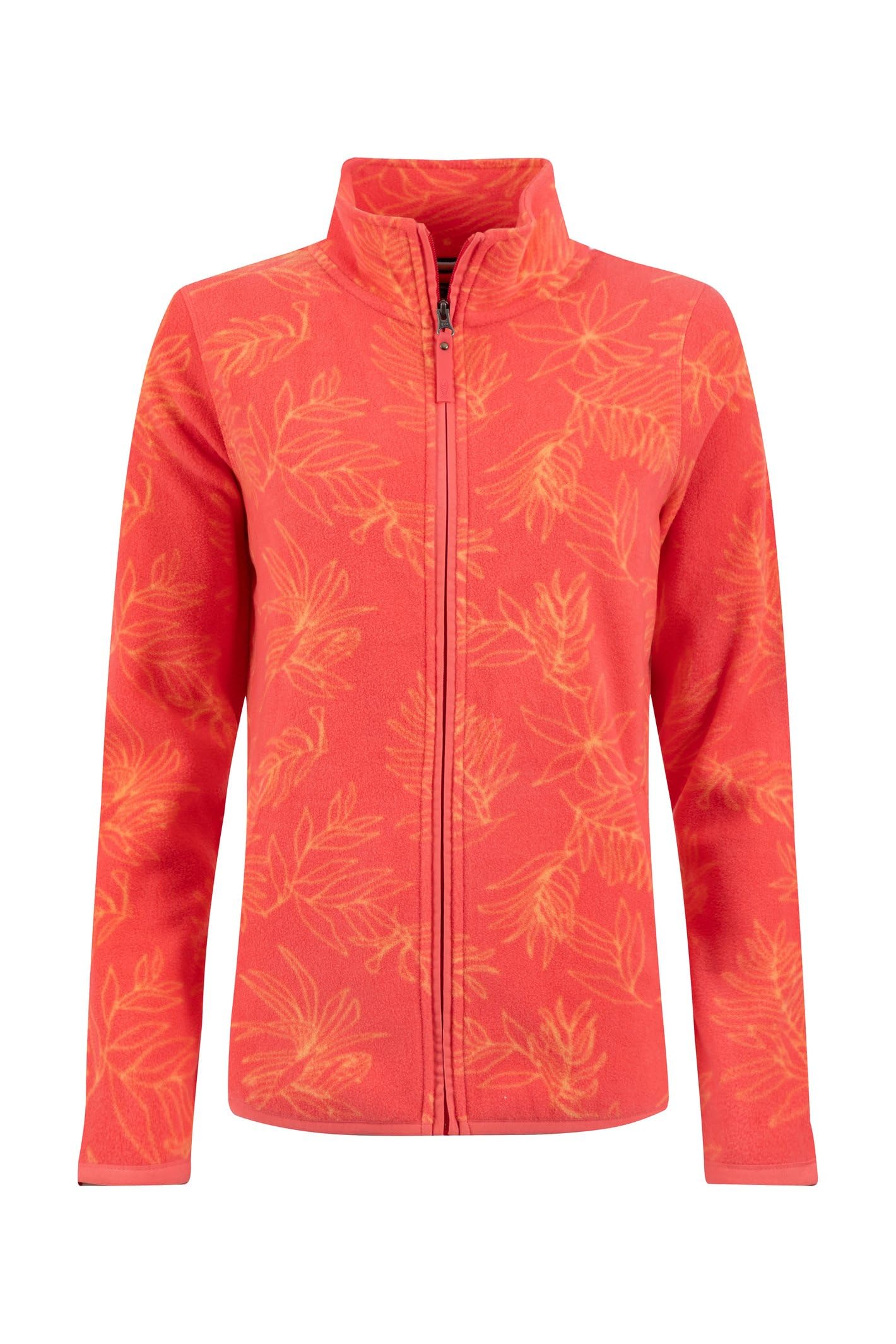 Weird Fish Women's Roch Full Zip Printed Microfleece Jumper in Coral | Size: 14