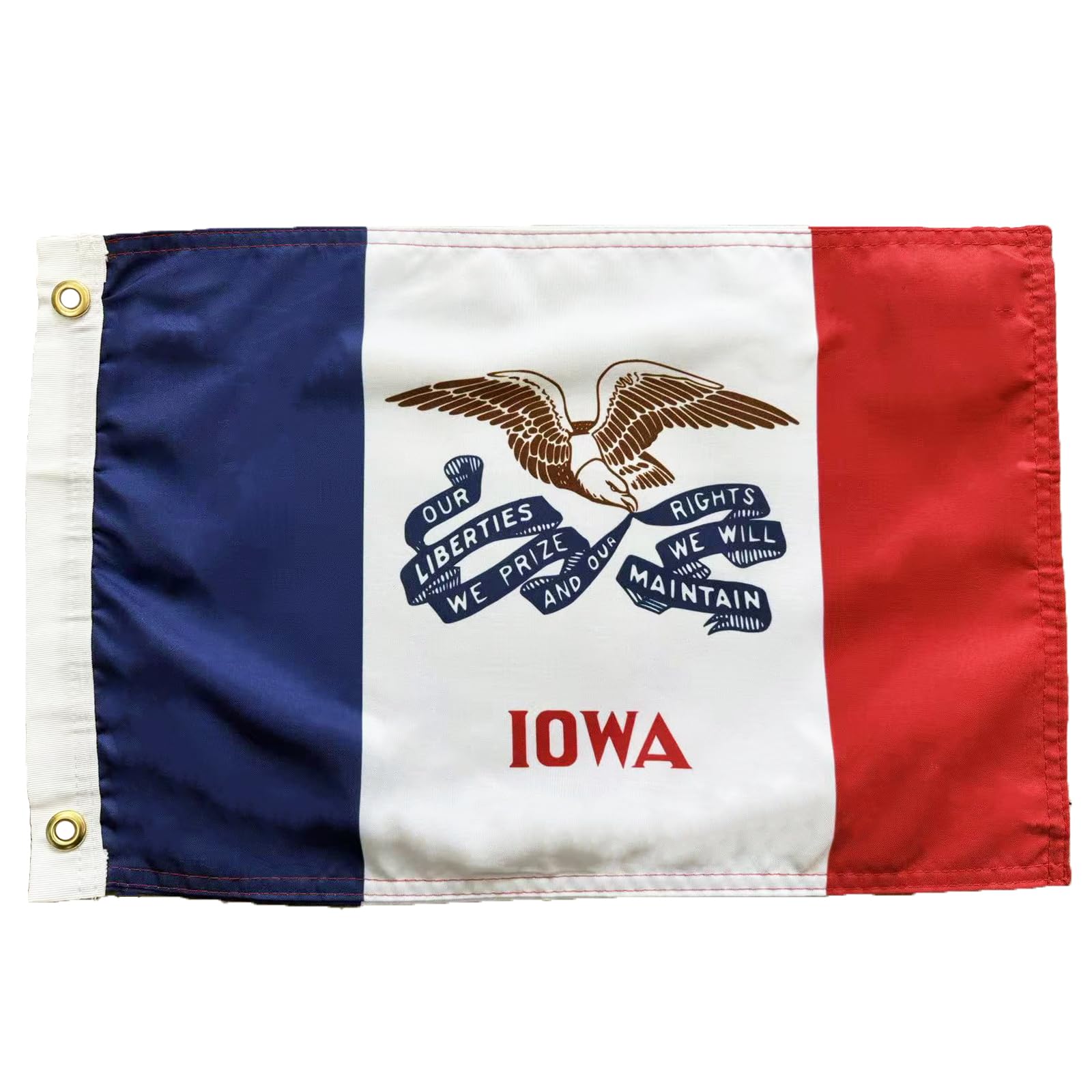 FRF FLAG Iowa State Flag 12x18 Inch, Double Sided Small Iowa Flag, Outdoor IA Boat Flag, for ATV, UTV, and Golf Cart, with 2 Brass Grommets