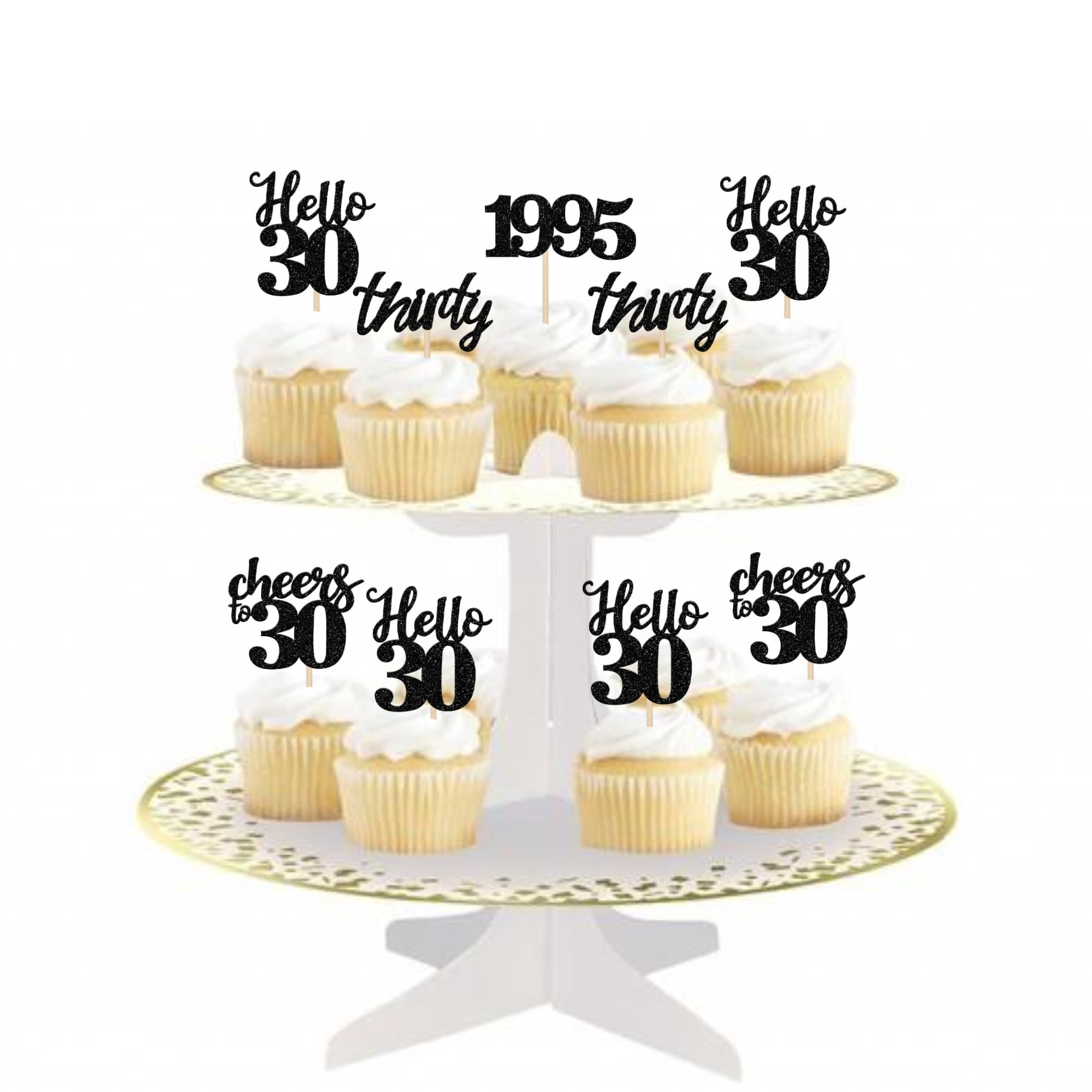 24 Topper Per Cupcake 30° Compleanno, Glitter Oro, Scritta 'Thirty' E 'Prost Auf 30', Decorazioni Per Torte E Cupcake, 4 Design Diversi