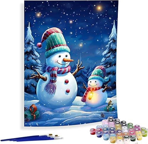 Vista 58 de Diymood Paint by Numbers for Adults Snowman, DIY Oil Painting Christmas Acrylic Paint by Number Kits for Kids Adults Beginner for Home Wall Decor