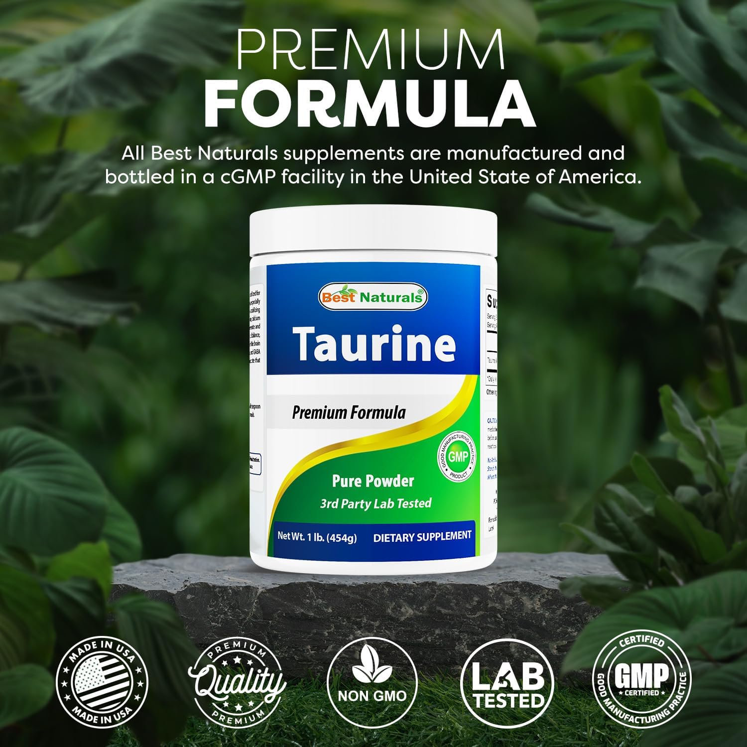 Best Naturals 100% Pure Taurine Powder Free Form - Taurine 1000mg per Serving - 1 Lb (454 gm) (1 LB (Pack of 2))