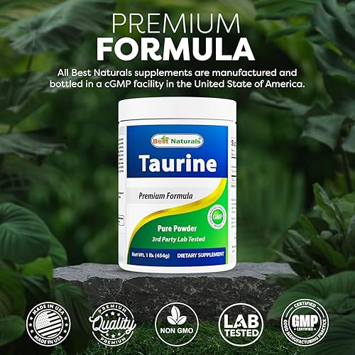 Miniatura 5 de Best Naturals Forma libre de polvo de taurina 100% pura, taurina, 1000 mg por porción, 1 libra (454 gm) (1 libra (paquete de 3))