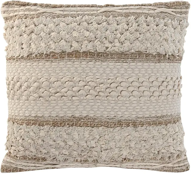 Cojín de Algodón y Yute 45x45 cm, Hecho a Mano - 878 gr