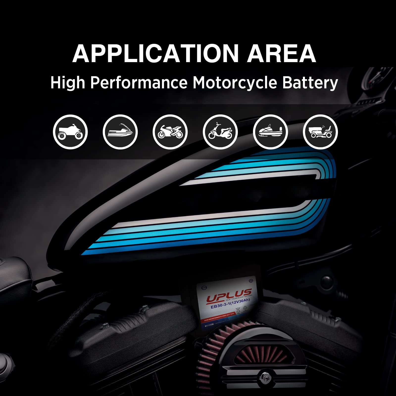 UPLUS YTX30L-BS Motorcycle Battery YIX30L-BS Replacement Maintenance Free High Performance EB30-3-1 AGM Batteries ETX30L UTV Snowmobile ATV Battery — view 8