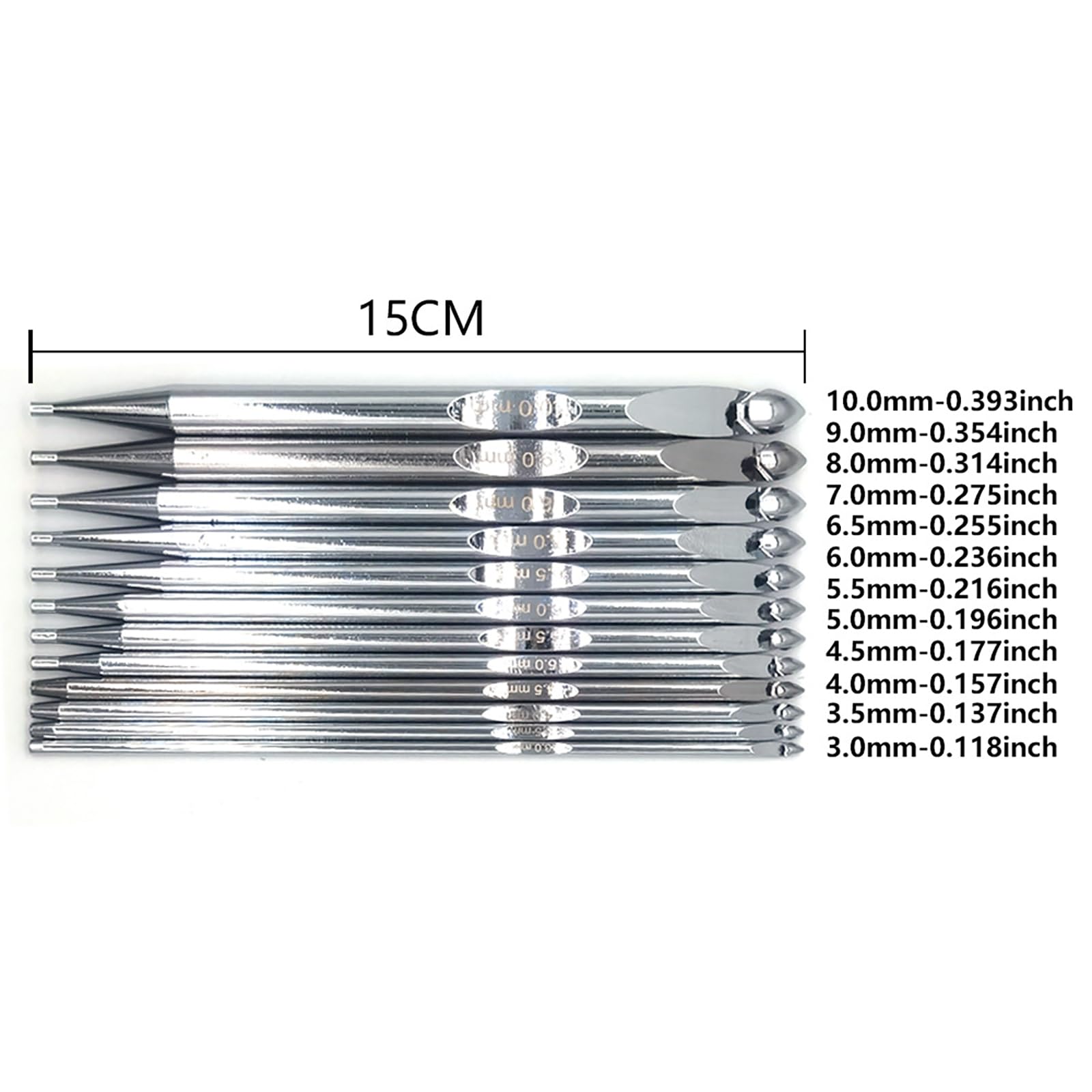 12-teiliges Häkelnadel-Set aus Edelstahl mit Reißverschluss, 3,0 mm - 10 mm, tunesische Häkelnadel-Set für Anfänger und Erwachsene