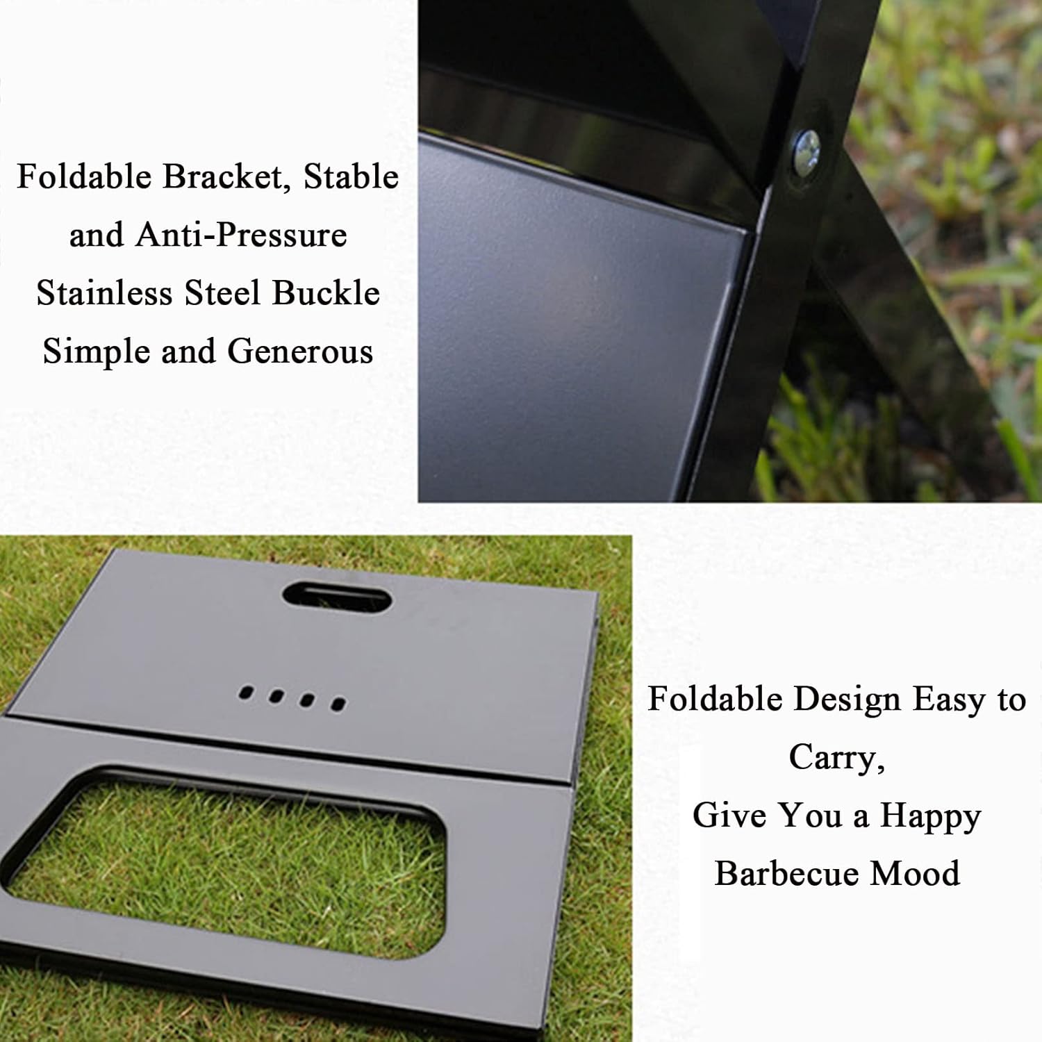 Portable Charcoal Grill, X Shape Foldable Charcoal Grill for Travel, Outdoor Cooking and BBQ, Camping Hiking Grill Picnic Patio Backyard Black 50 * 40 * 30cm