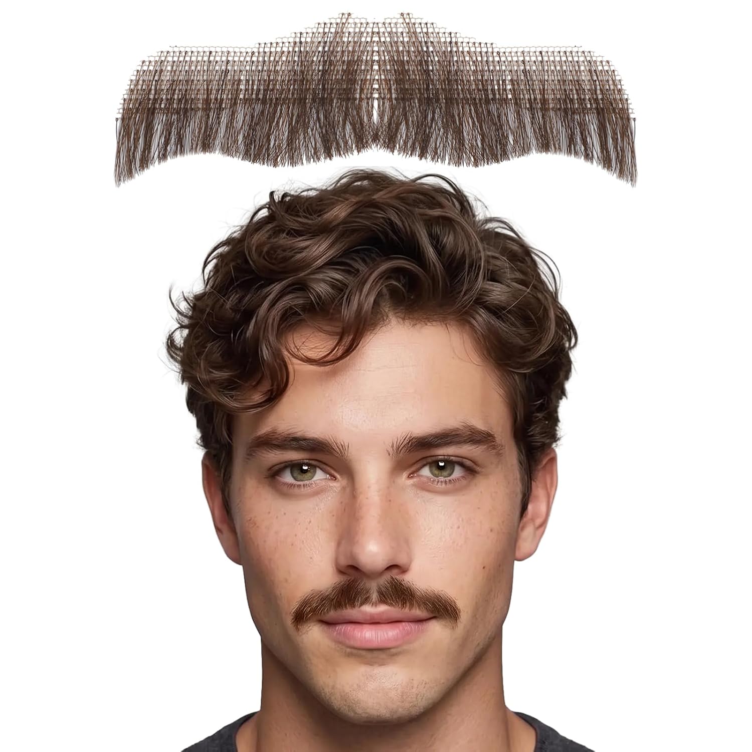 Fake Mustache & Beard, Realistic Human Hair Lace Moustache for Men