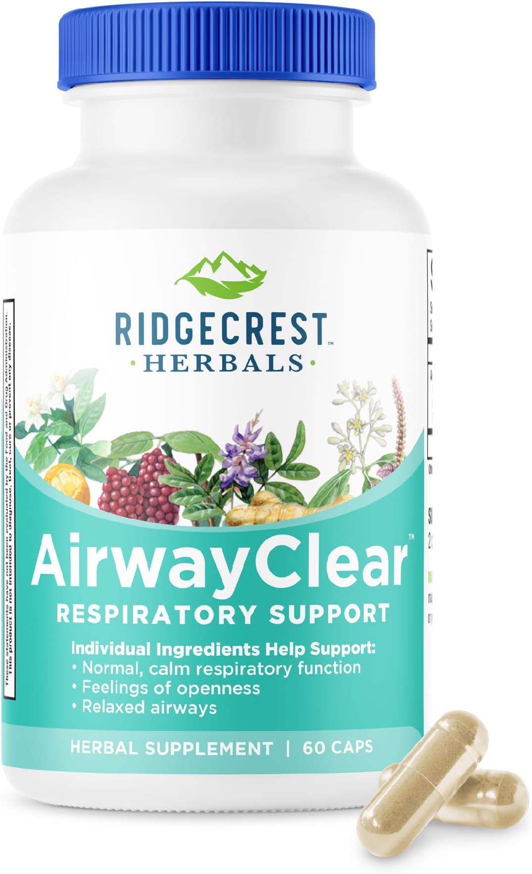 AirwayClear, Lung Health and Breathing Support Supplements with Schisandra Fruit, Cassia Bark and Ginger Root, Sinus, Mucus Support, Gluten Free (60 Vegan Caps, 30 Serv)