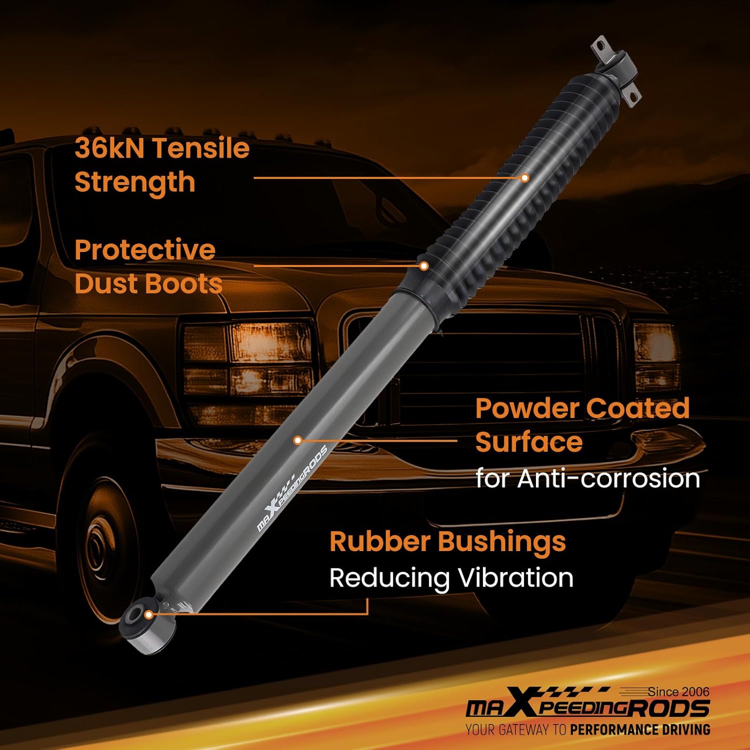 maXpeedingrods 0-4" Rear Shocks for Ford Excursion 2000-2005 2WD 4WD