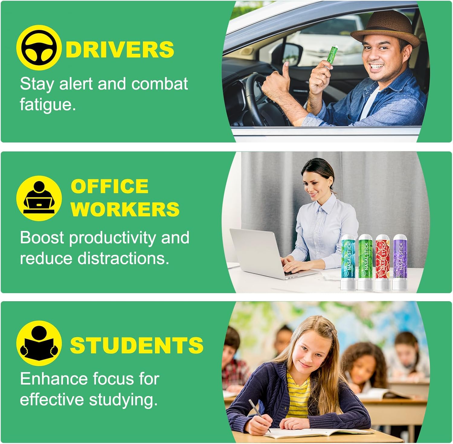 Nasal Stick 8 Pack,Nose Inhaler Stick,Nasal Inhaler,Boost Energy Set,Sinus & Congestion Relief, Daily Relaxation, Stress Relief, Pure Natural Ingredients - Image 4