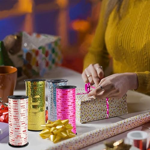 Miniatura 2 de Cinta rizadora, paquete de 7 cintas rizadoras de globos metálicos brillantes para envolver regalos para fiestas, festivales, arte, manualidades,