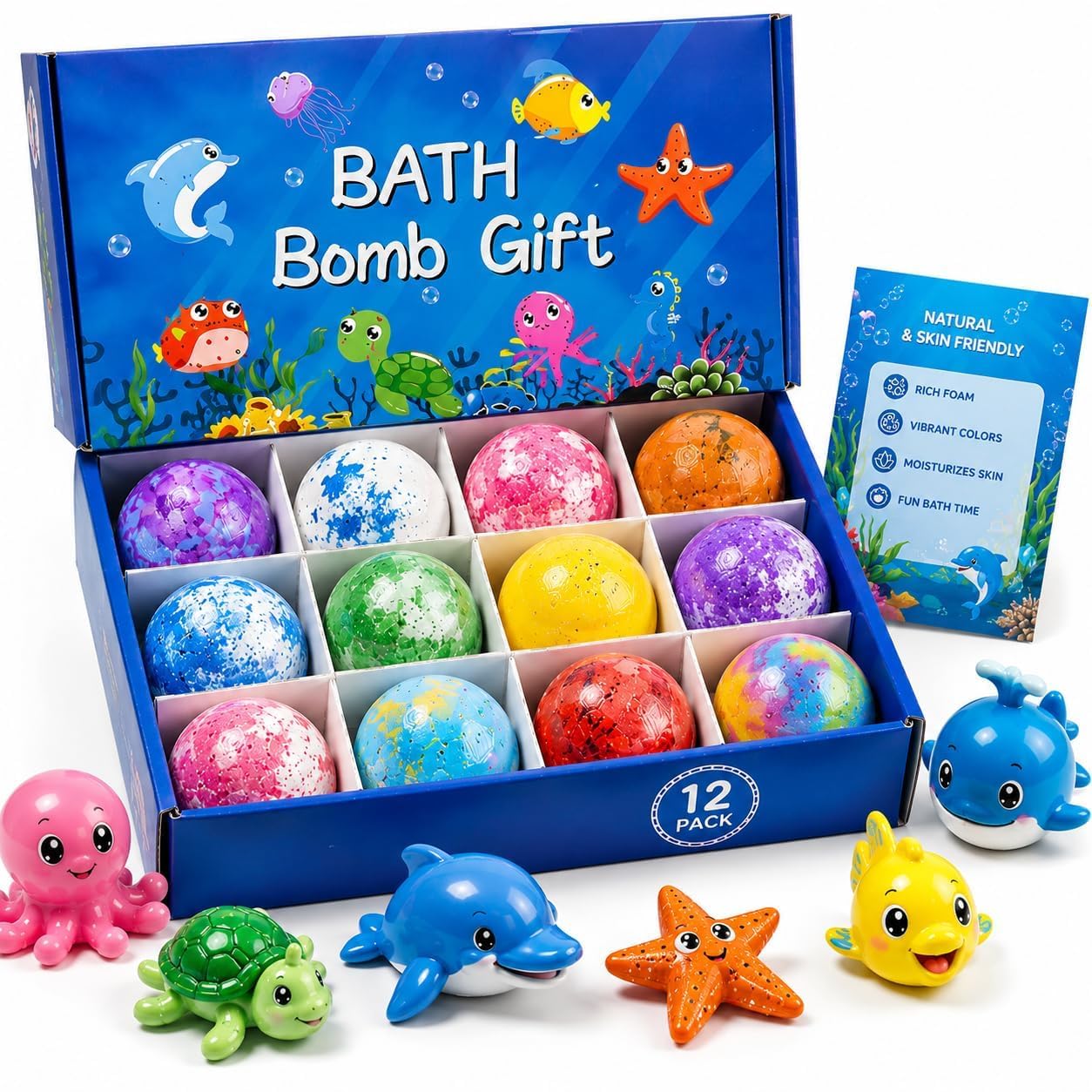 Bath Bombs for Kids Gift Set, 12 Colorful Bath Bomb with Surprise Gift Inside, Ocean Theme Fizzing Tub Fun, Moisturizing Foam for Soft Skin, Cute Toy Filled Bath Time Treat-image-41