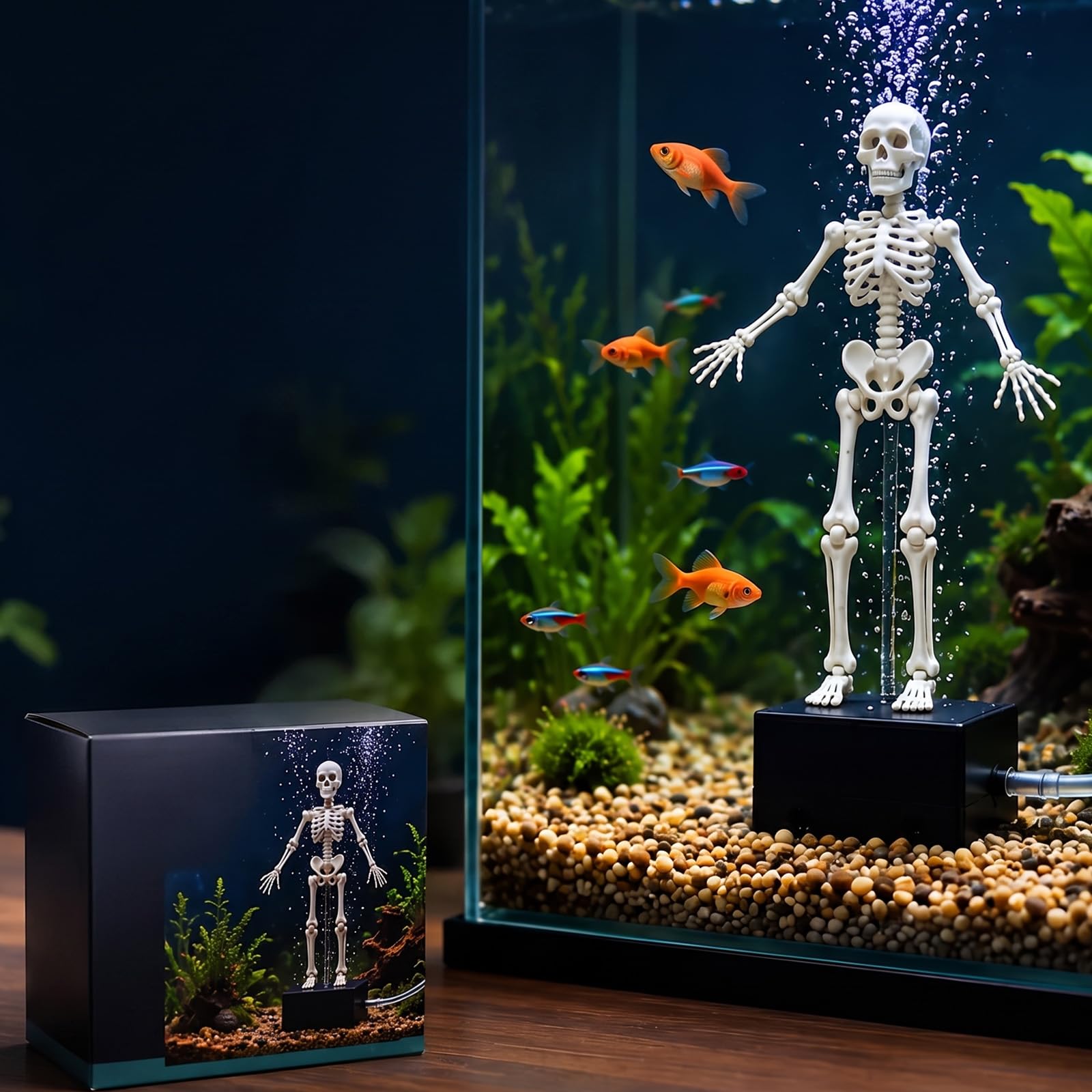 Dancing Skeleton Aquarium Bubbler - Interactive Fish Tank Decor Ornament
