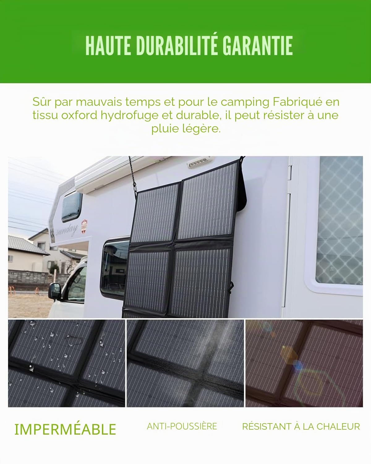 Panneau solaire pliable 200 W, câble de 3 m, efficacité de conversion de 22 %, étanche IP67, chargeur solaire portable pour camping, extérieur