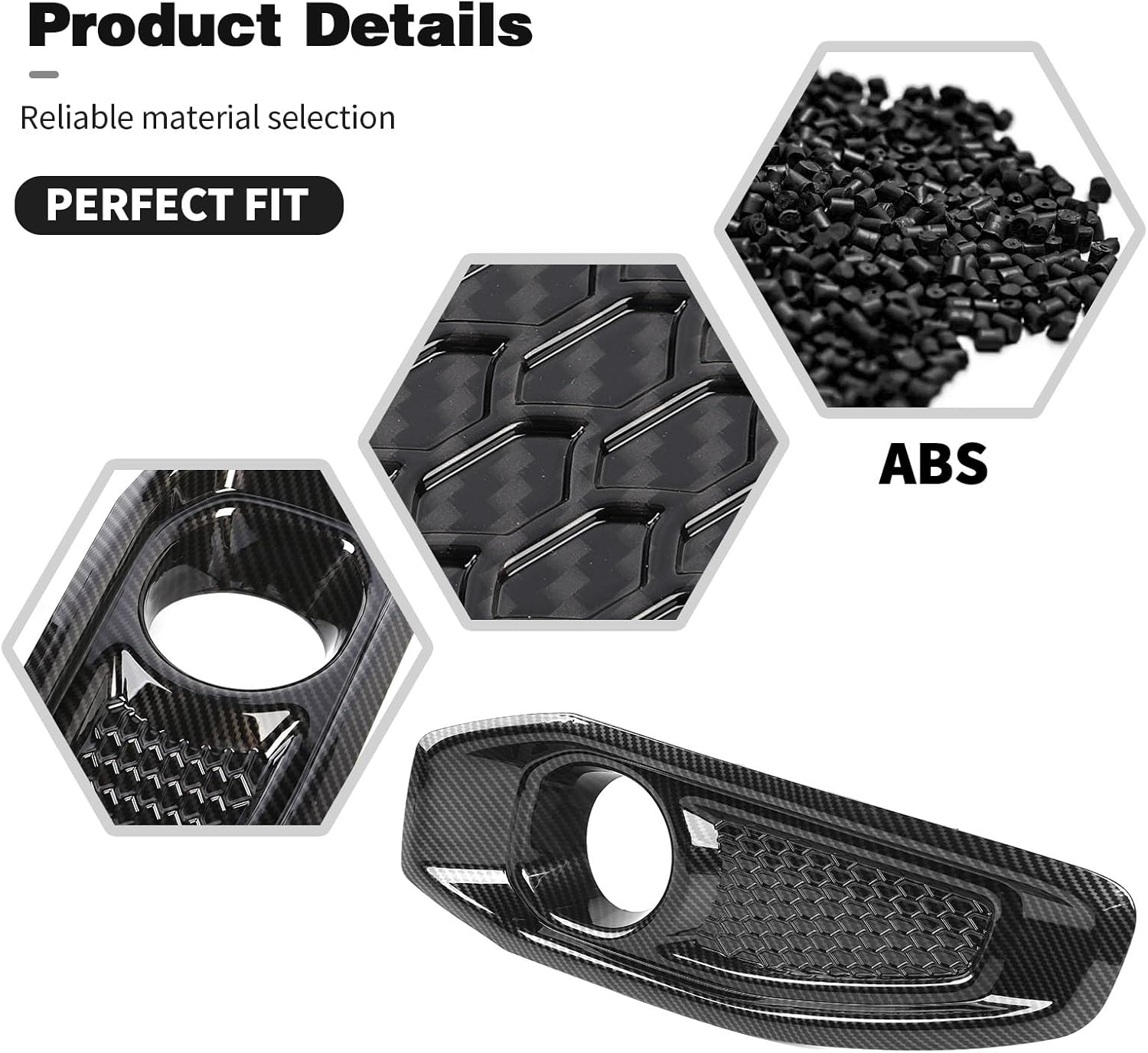 for JL/JT Front Fog Lights Cover Trim Accessories Compatible with Jeep Wrangler JL Gladiator JT Trim Accessories 2018-2022(ABS,2pcs/set) (Carbon Fiber B)