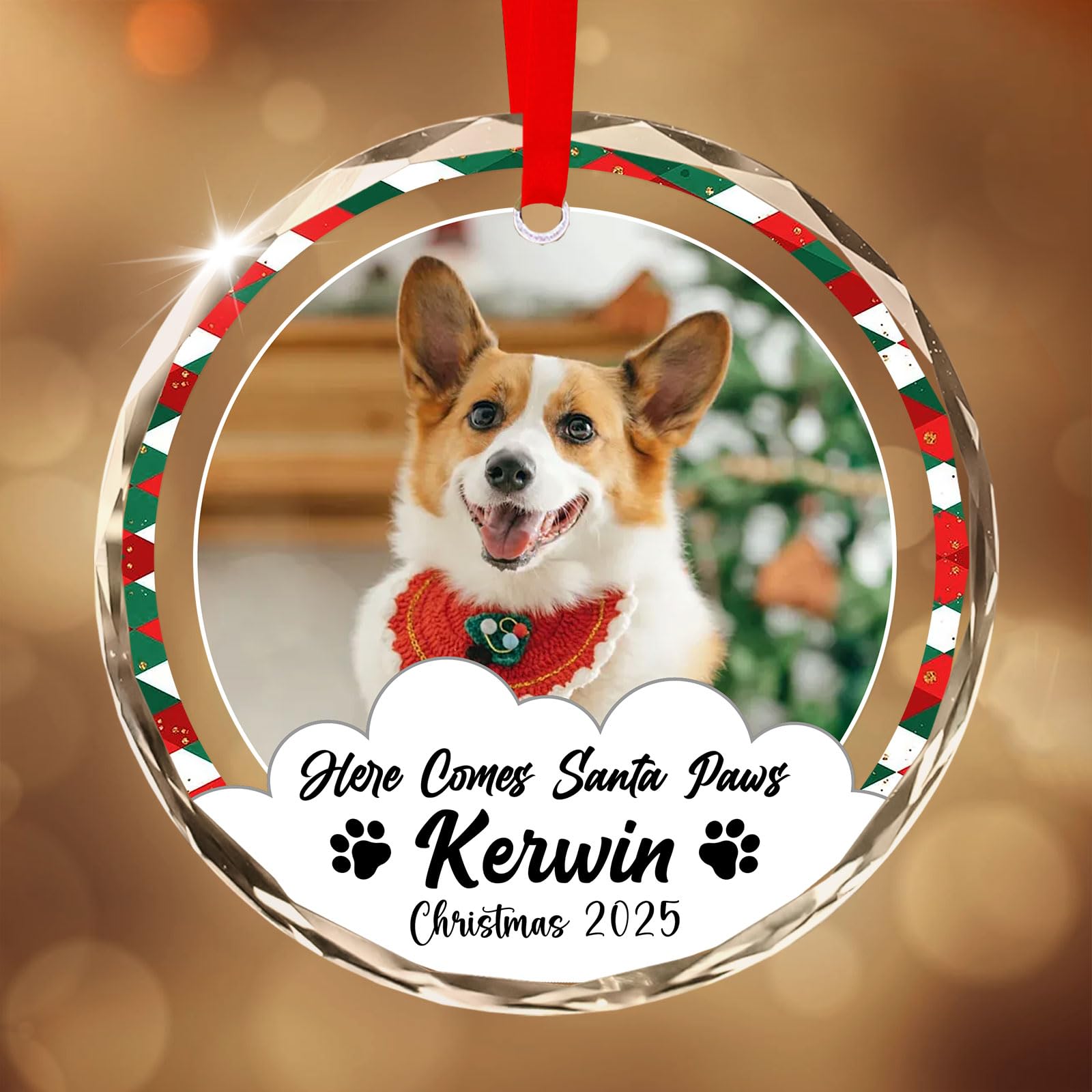 Personalised Pet Memorial Christmas Bauble, Custom Dog Memorial Gift, Ornament for Trees Decorations, Puppy Dog Keepsake Gifts Lover — image 1