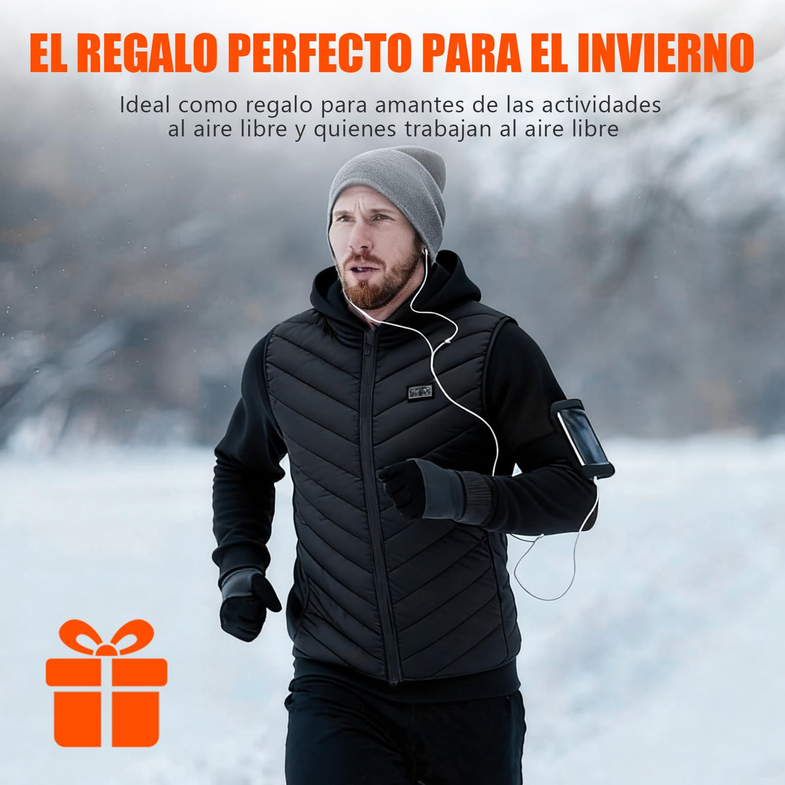 Chaleco Calefactable Hombre, Chaleco Eléctrico Calefactable 3 Niveles de Temperatura, 15 Zonas de Calefacción Chaleco Calefactable, para Esquí Camping Caza Pesca Moto (Negro M)