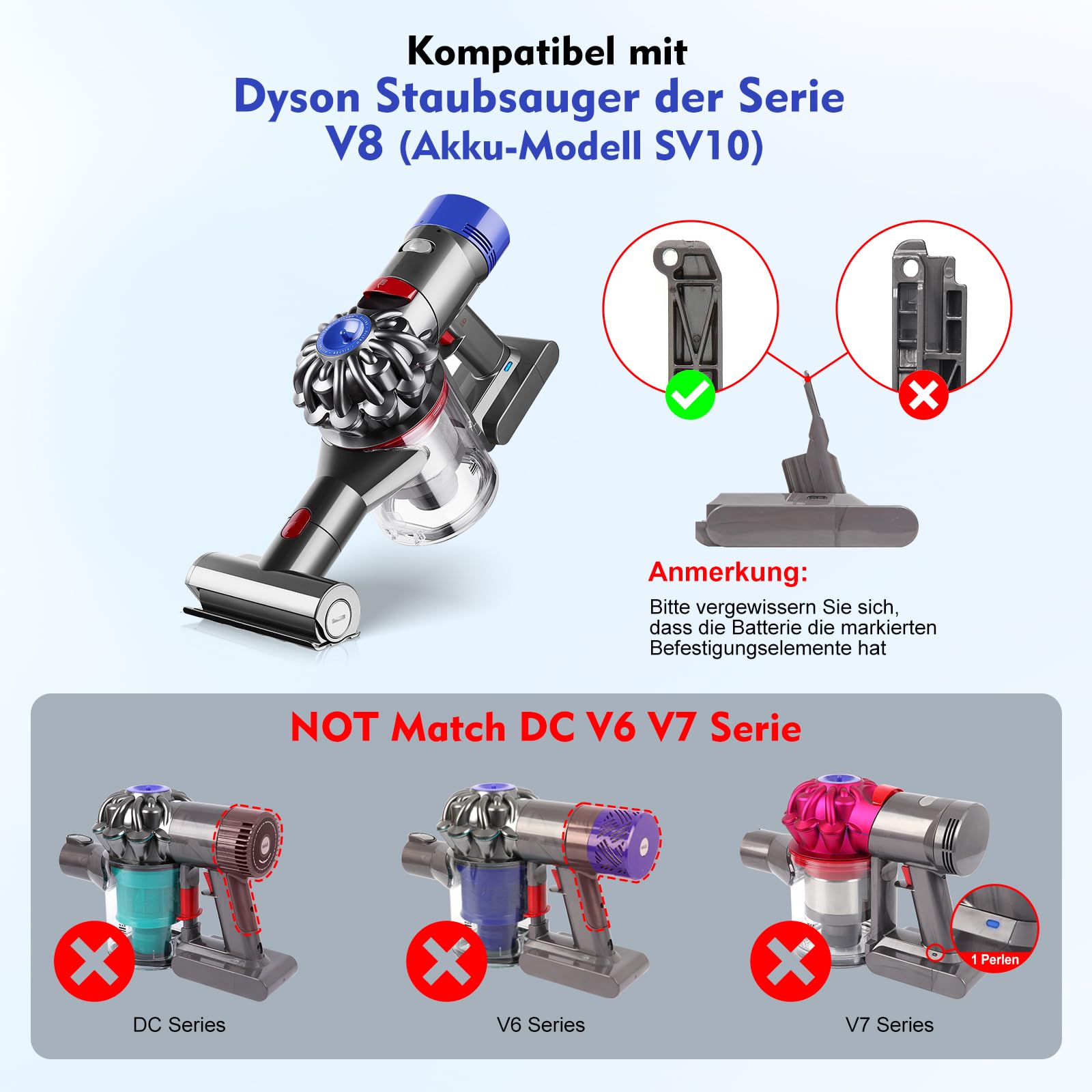 V8 Gehäuse mit Hauptkörper-Montage für Dyson V8 E-Version Akkus Ersatzteile